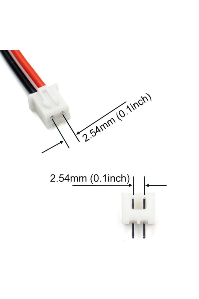 JST-XH 2.54 mm 2 Pin Dişi-Erkek Kablo Seti - 20 cm, 26AWG, 5 Takım