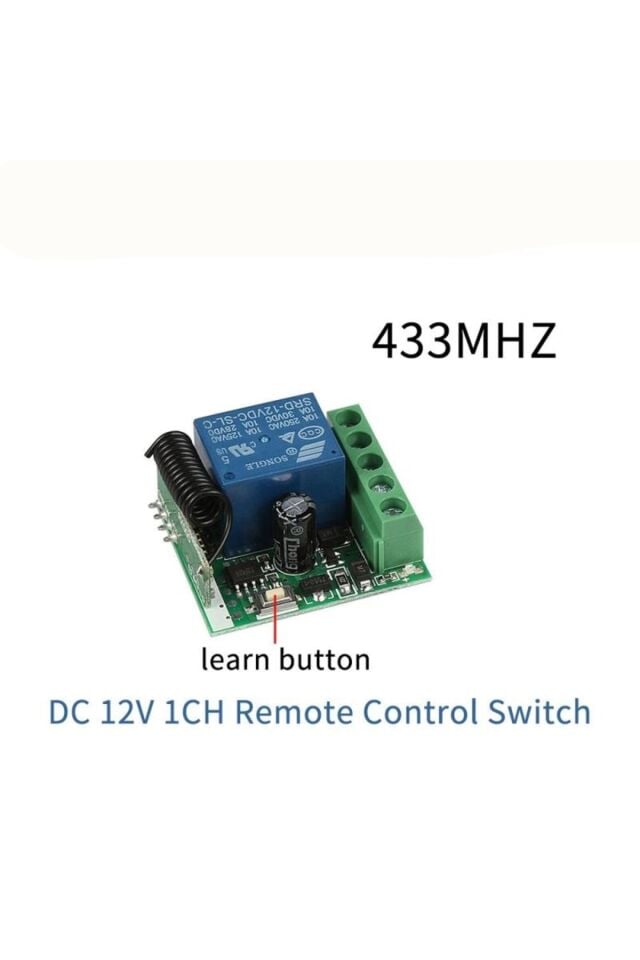 1 Kanal 12V 10A RF Röle Kartı ve 2 Adet 2 Kanal 433 MHz Uzaktan Kumanda