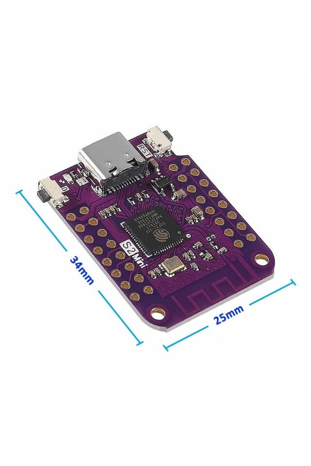 ESP32-S2 Mini Geliştirme Kartı - Wi-Fi, Type-C, 4MB Flash