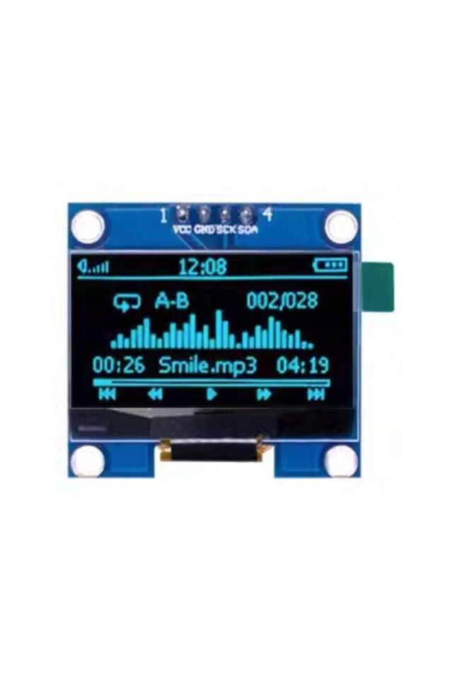 0.96'' OLED Ekran Modülü - 4 Pin, Mavi
