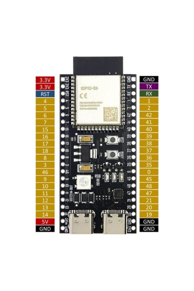 ESP32-S3 DevKitC-1 N16R8 Geliştirme Kartı - Wi-Fi ve Bluetooth, Lehimli