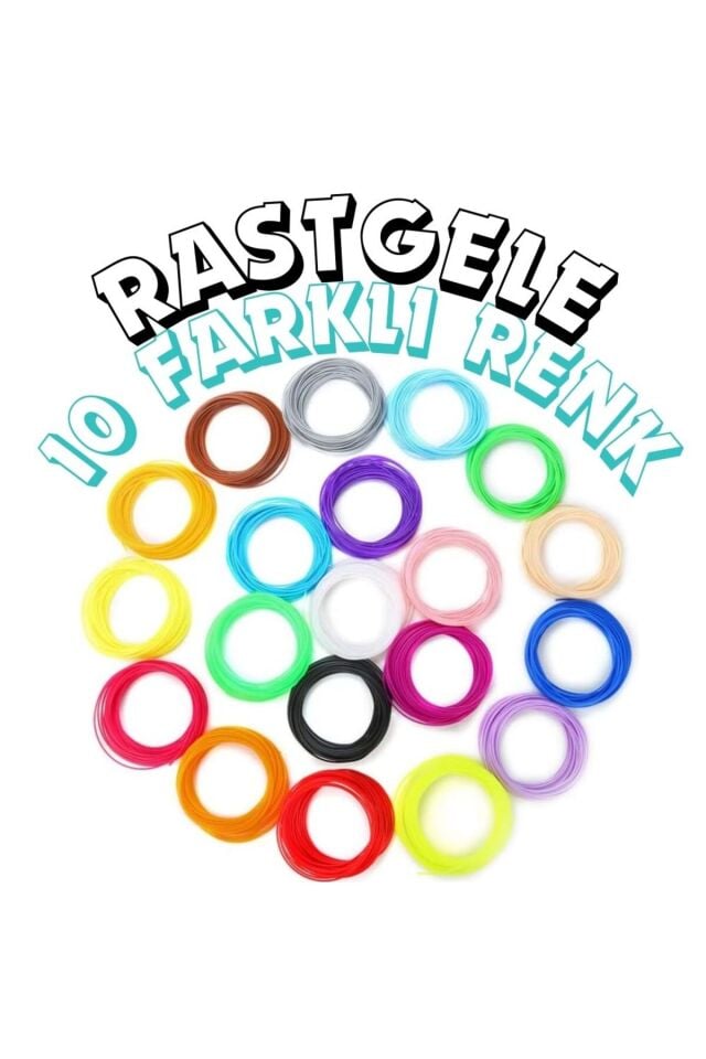 3D Kalem PLA Filament 1.75 mm - 10 Renk x 5 Metre